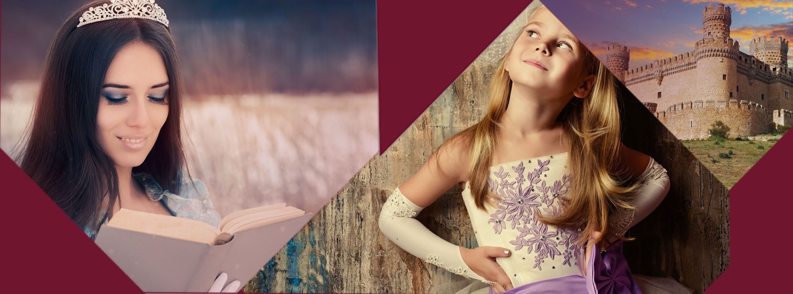 Queen and princess with a smiling girl in a castle while a mother reads a story, warm noble title family scene, buy noble title inspiration